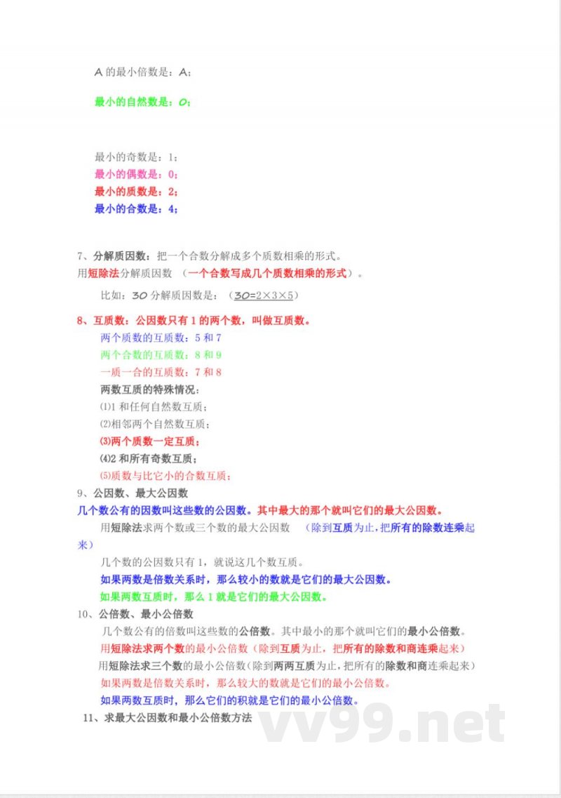 五年级下册数学 人教版五年级下册数学知识点 五年级下册数学 人教版五年级下册数学知识点