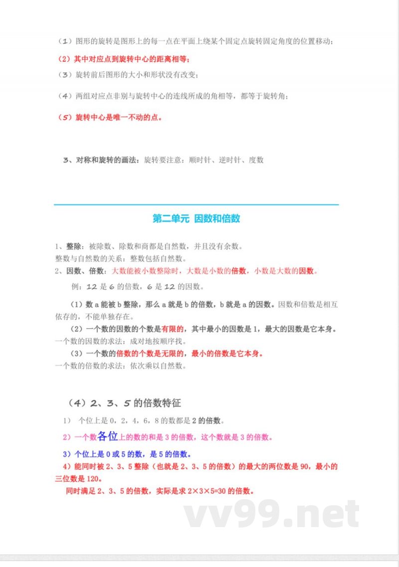 人教版五年级下册数学知识点预习 人教版五年级下册数学知识点预习