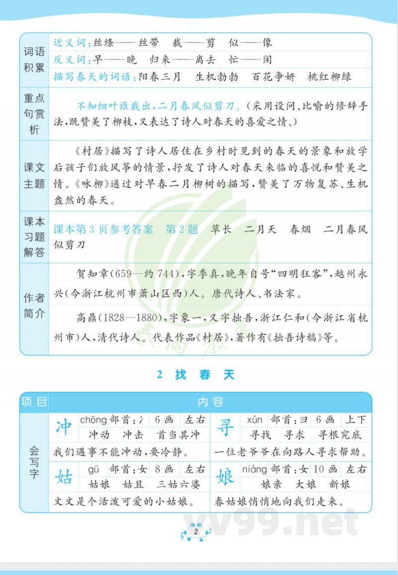 二年级语文下册知识点总结 二年级语文下册知识点总结