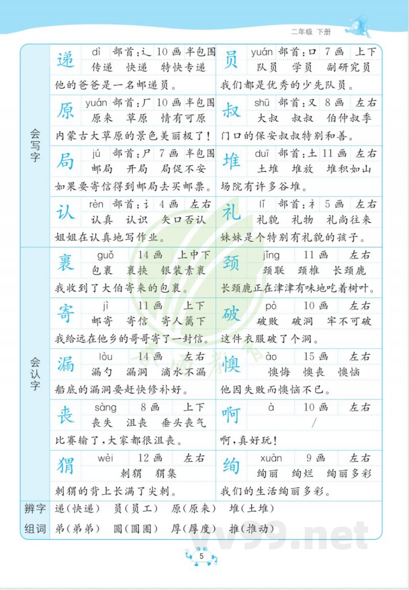 二年级语文下册知识点总结 二年级语文下册知识点总结