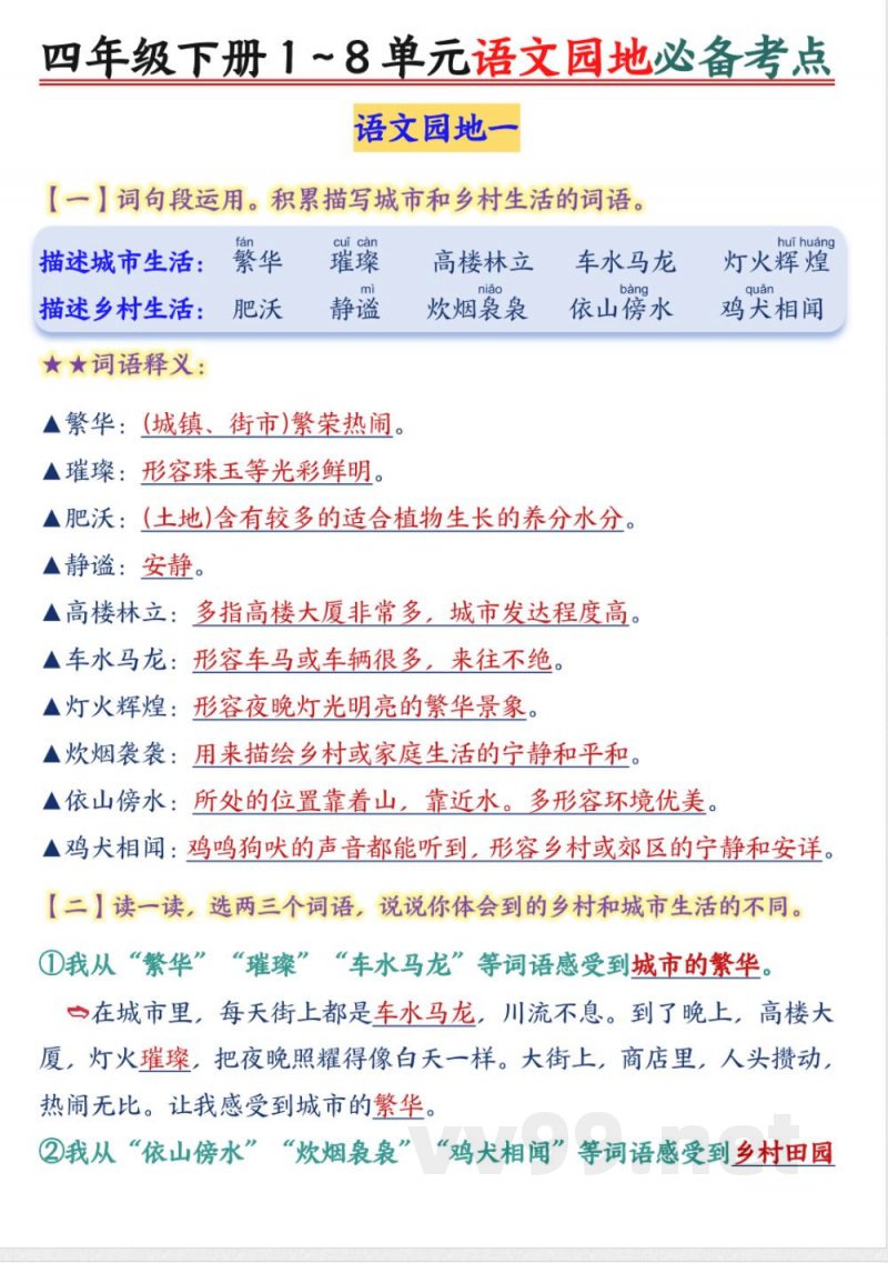 四年级下册语文园地知识点总结(1) 四年级下册语文园地知识点总结(1)