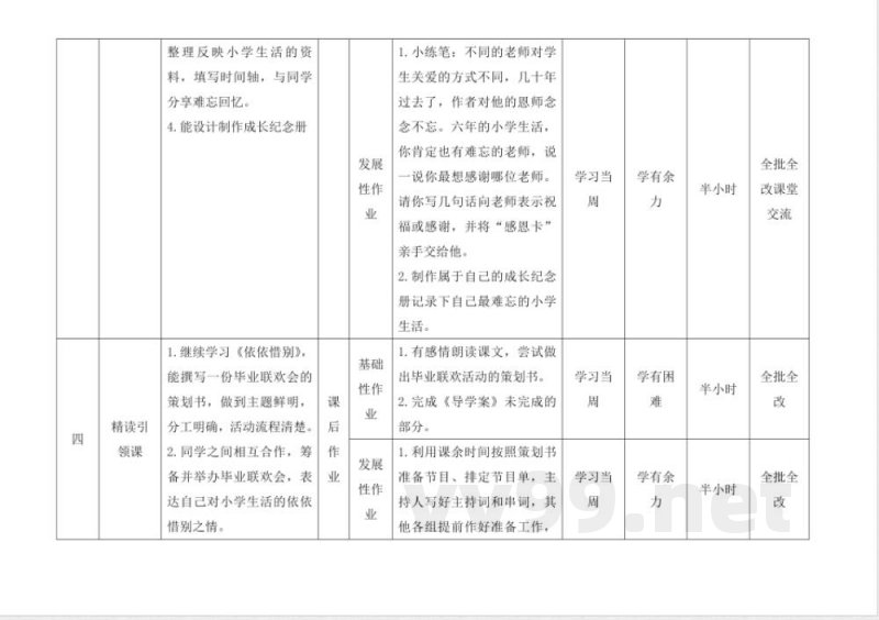 第六单元 大单元教学作业设计 六年级语文下册(统编版) 第六单元 大单元教学作业设计 六年级语文下册(统编版)
