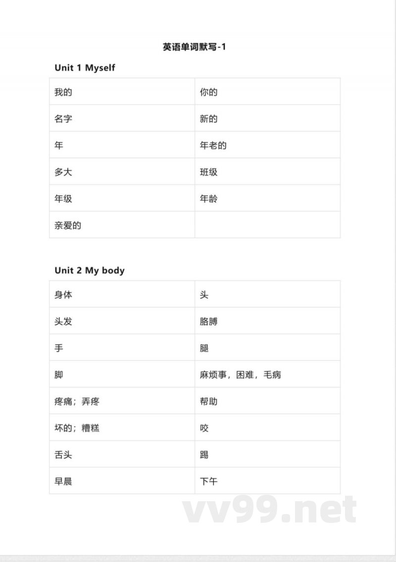 人教新起点版小学英语三年级上册单词默写 人教新起点版小学英语三年级上册单词默写