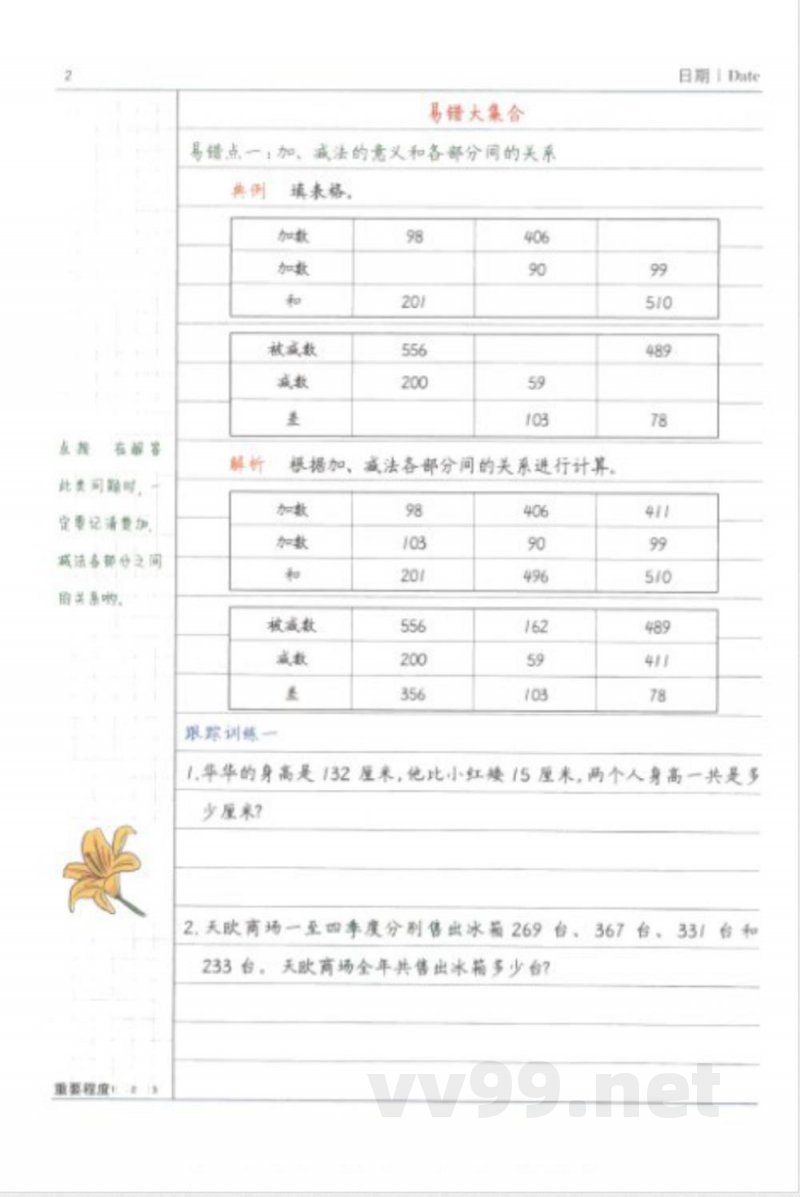 黄冈易错题四年级下册数学人教版 黄冈易错题四年级下册数学人教版