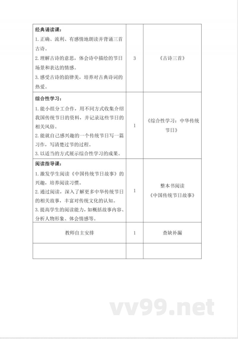 第三单元大单元教学计划三年级语文下册(统编版) 第三单元大单元教学计划三年级语文下册(统编版)