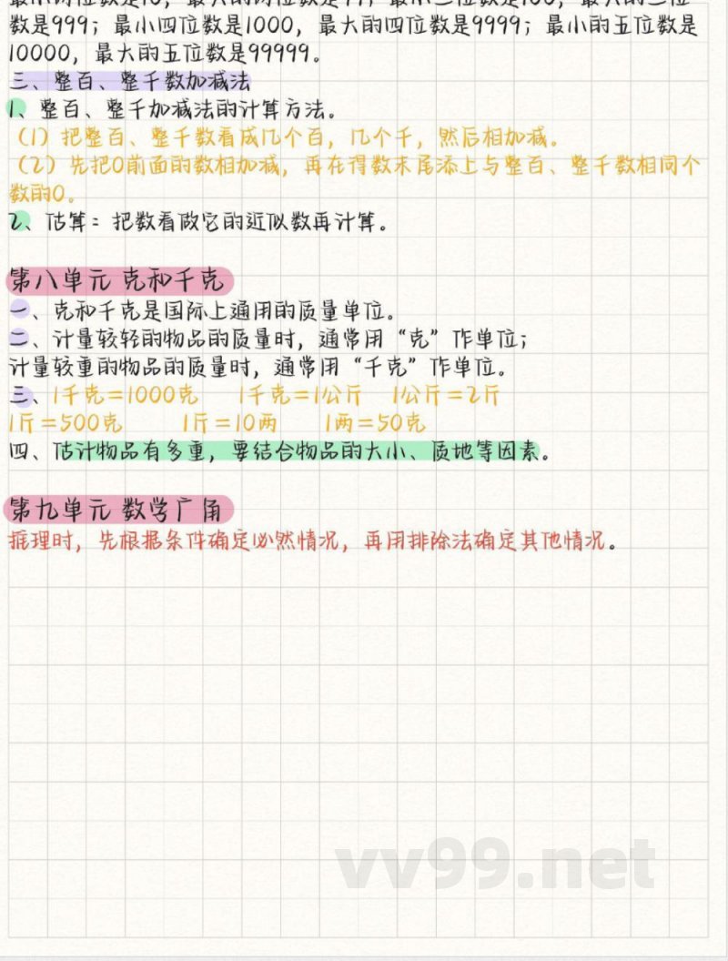 人教版二年级数学(下册)核心考点 人教版二年级数学(下册)核心考点
