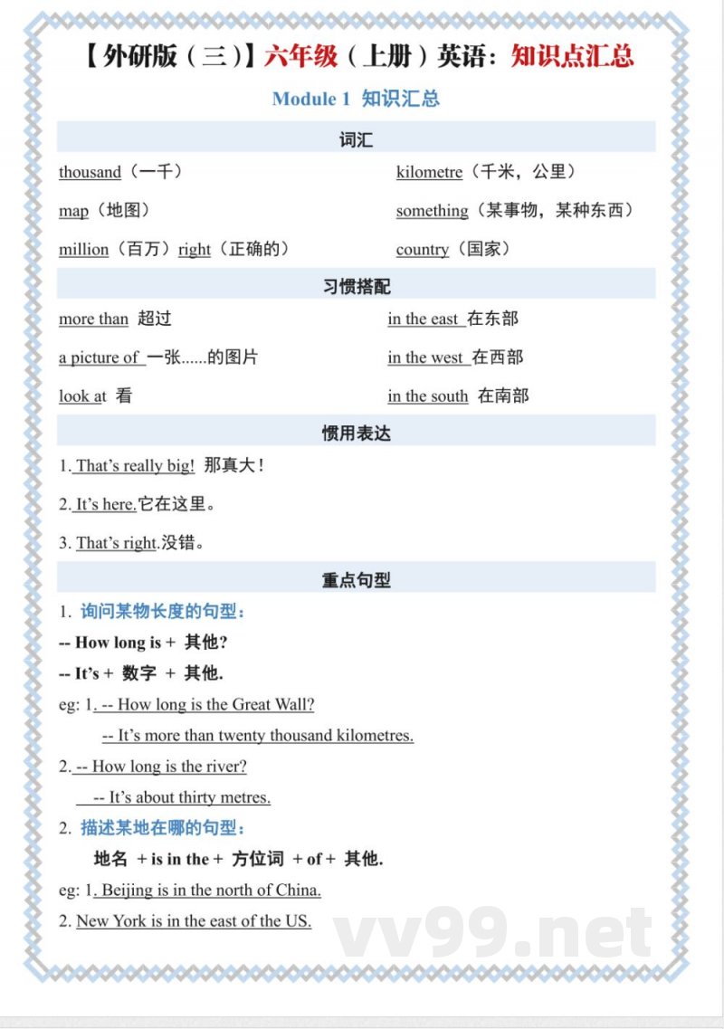 六年级(上)英语知识点《外研版》 六年级(上)英语知识点《外研版》