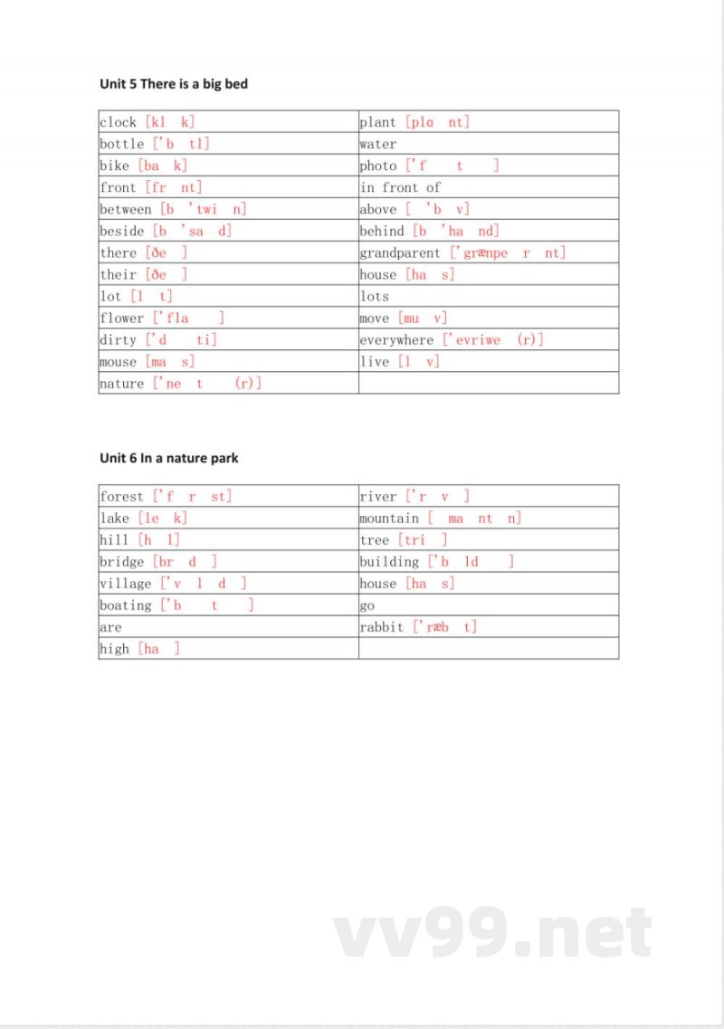 人教PEP版小学英语五年级上册单词默写 人教PEP版小学英语五年级上册单词默写