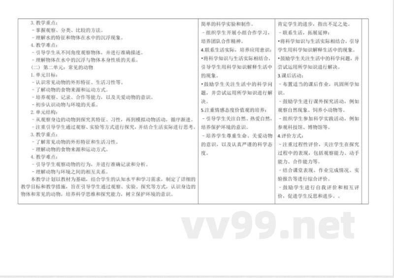 2025教科版科学一年级下册教学计划 2025教科版科学一年级下册教学计划