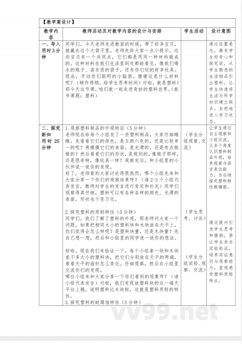 4塑料教学设计科学一年级下册青岛版 4塑料教学设计科学一年级下册青岛版