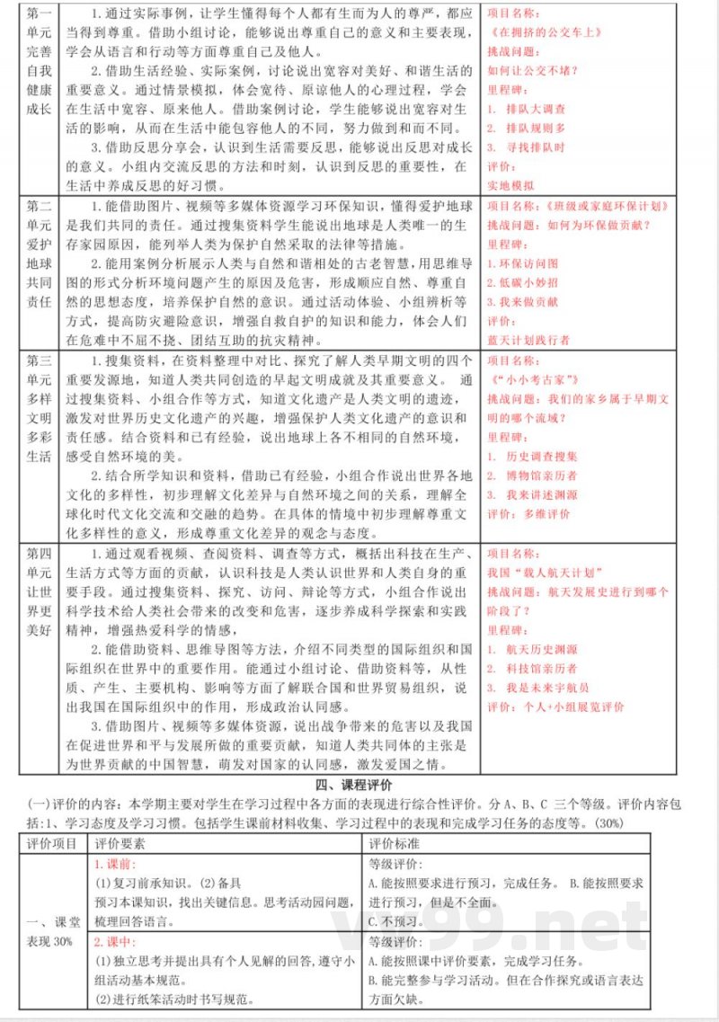 统编版道德与法治六年级下册课程纲要教材解析2