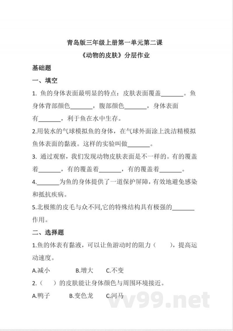 青岛版科学三年级上册全册同步分层作业 青岛版科学三年级上册全册同步分层作业