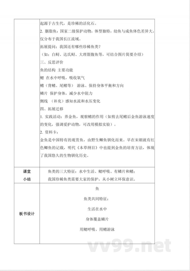 1.2 鱼(教学设计) 2025青岛版科学三年级上册 1.2 鱼(教学设计) 2025青岛版科学三年级上册